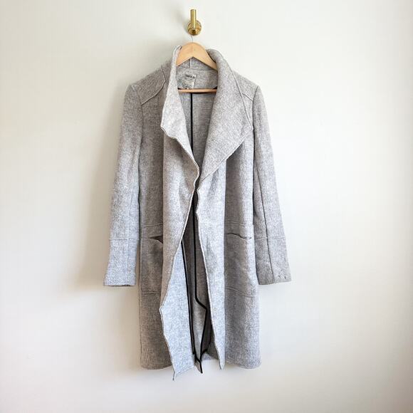 Zara Trafaluc Wool Blend Open Front Mid-Length Coat Gray S - Picture 2 of 10